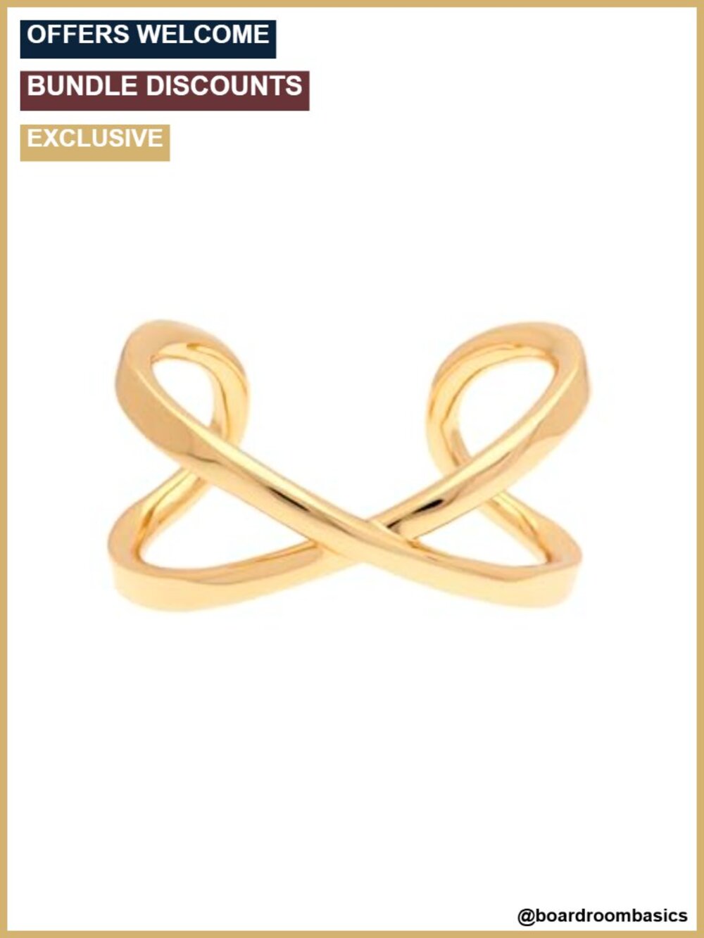 Gold Tone Plated Brass Criss Cross Cuff Bracelet Statement Jewelry